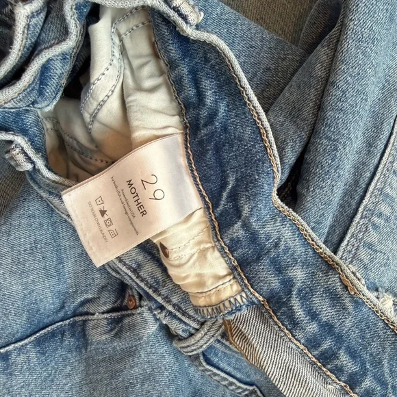 MOTHER Distressed Blue Straight Leg Jeans - Picture 6 of 8